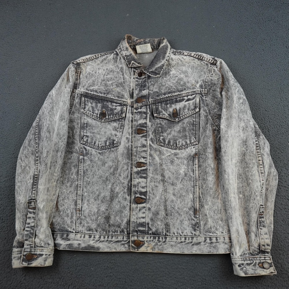 Vintage ACA Joe Jacket Mens Large Gray Stonewashed Denim Trucker Japan 80s
